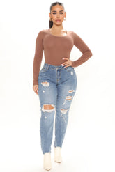 Full Send Ripped Boyfriend Jeans - Medium Blue Wash Ins Street